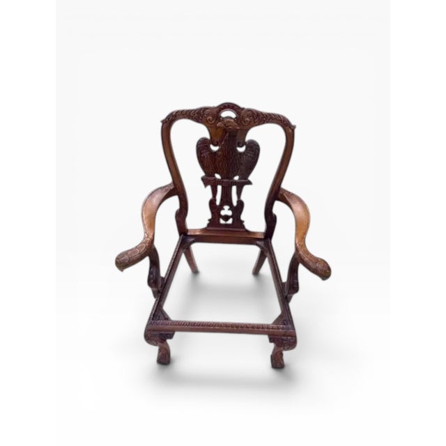 Set of 8 Hand-Carved Phoenix Back Chippendale Dining Chairs — Mahogany, Ball & Claw — Mid Century Revival For Sale - Image 11 of 18