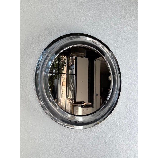 Silver Round Chrome Mirror, Italy, 1960s For Sale - Image 8 of 18