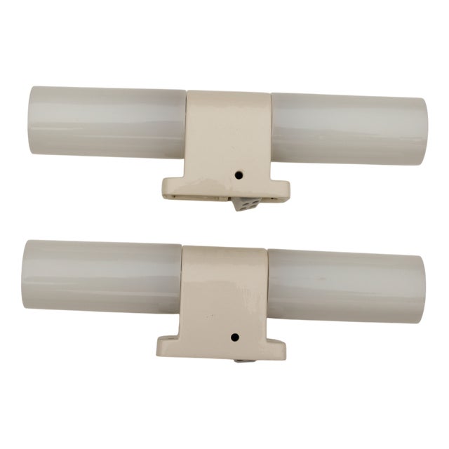 Bauhaus Wall Lights in Ceramic and Opal Glass, 1920s, Set of 2 For Sale