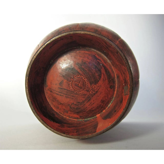 Marie Zimmermann Fluted Scarlet Floriform Vase, Circa 1915 For Sale - Image 10 of 11