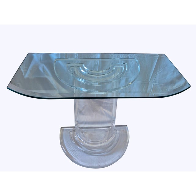 White Mid-Century Design Console Table in Transparent Acrylic glass with Crystal Top, 1970s For Sale - Image 8 of 18