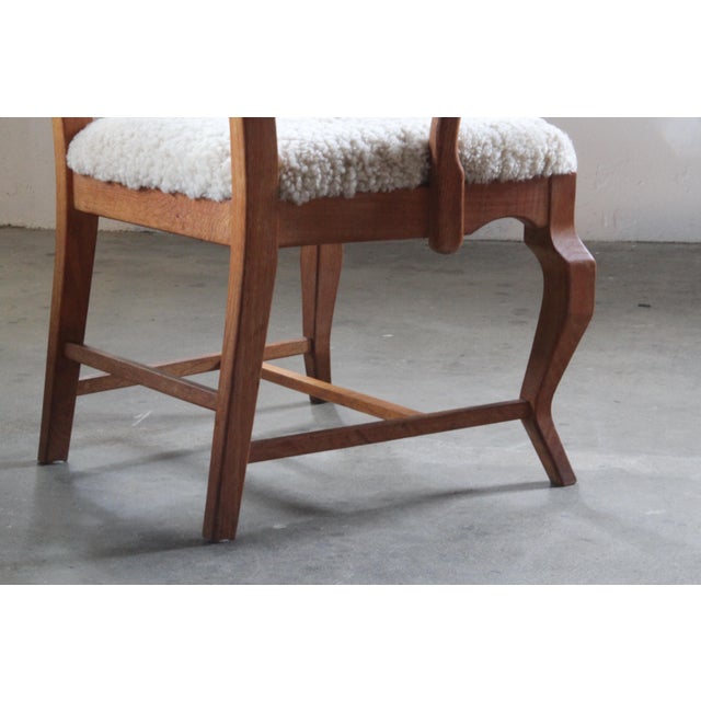 Mid-Century Modern Set of Vintage Brutalist Oak Razorblade Armchairs by Henning Kjærnulf, 1960s For Sale - Image 3 of 14