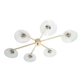 Angelo Polished Brass Clear Glass Flush Mount by Fabio Ltd For Sale