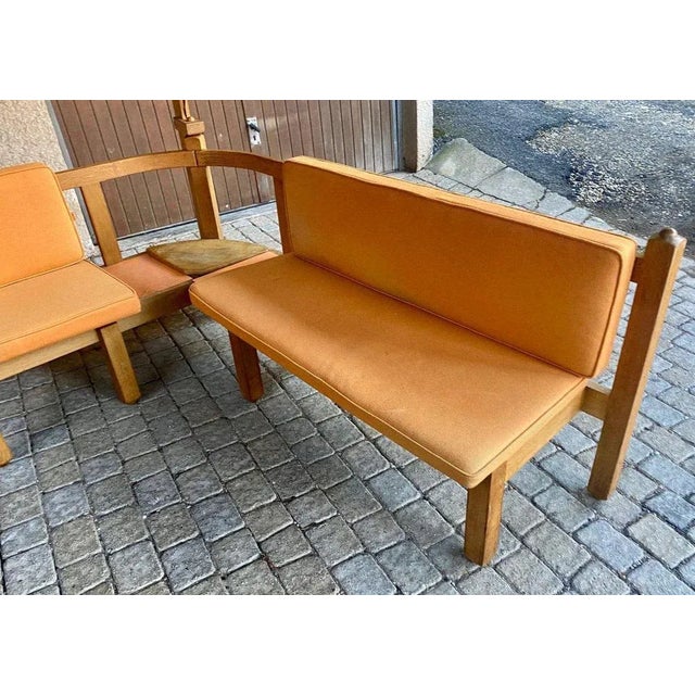 Corner Bench and Incorporated Floor Lamp attributed to Guillerme Et Chambron For Sale - Image 11 of 13