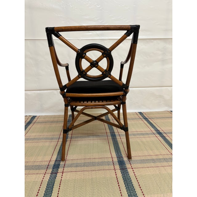 Contemporary Vintage Alleged McGuire Rattan 'Target Back' Armchair For Sale - Image 3 of 9