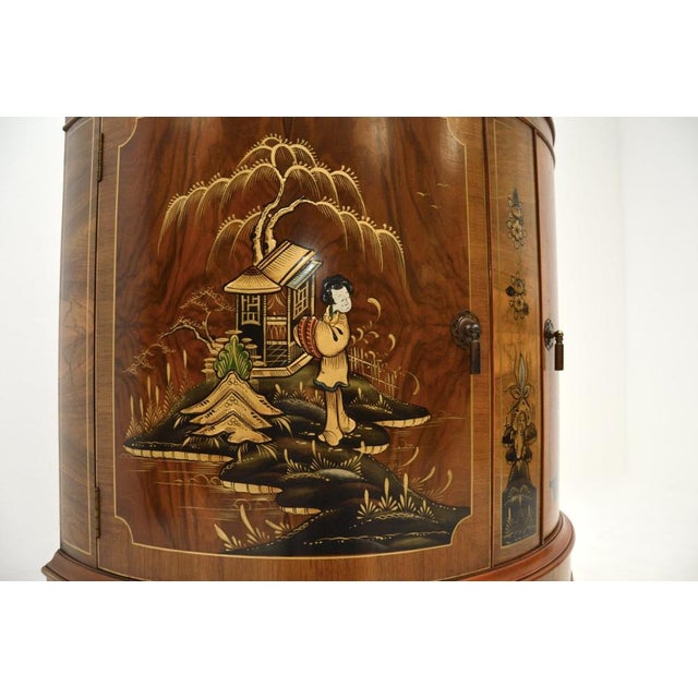Walnut and Chinoiserie Cabinet, 1920s For Sale - Image 9 of 11