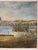 Vintage European Coastal Landscape Oil Painting | Framed Harbor Village Seascape For Sale - Image 9 of 10