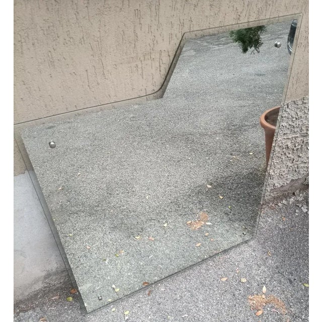 Large Glass with Transparent Edge Mirror, 1960s, in Very Good conditions. Designed 1950 to 1959