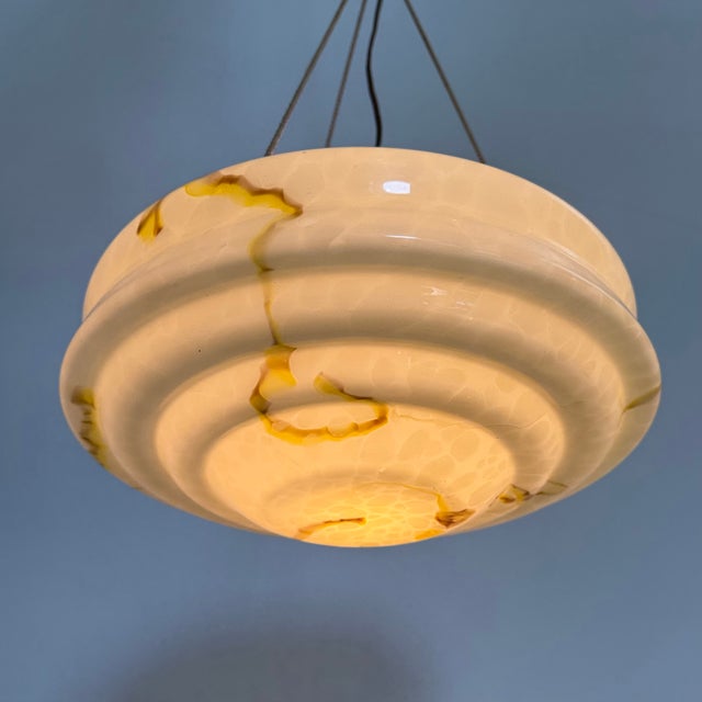 Art Deco Glass Hanging Lamp, 1950s For Sale - Image 4 of 18