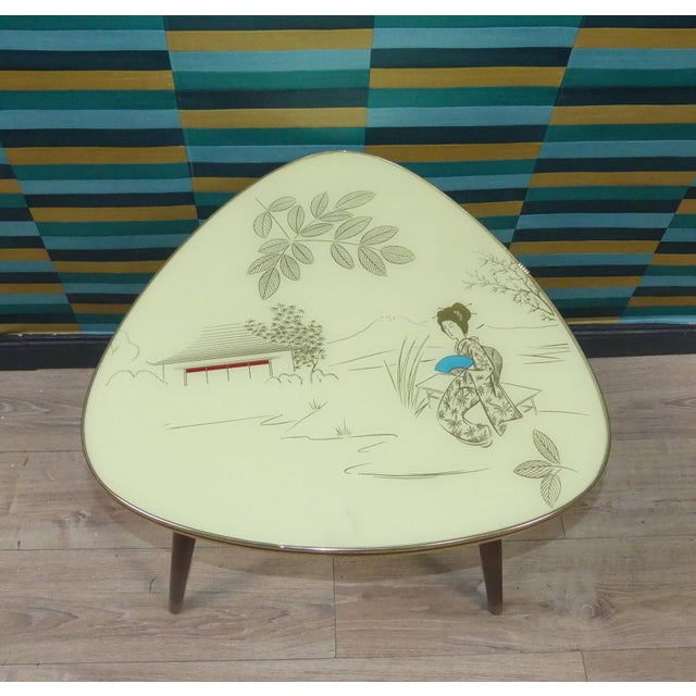 Asian Gold Cocktail Table with Cream-Colored Glass Top, 1960s For Sale - Image 10 of 13