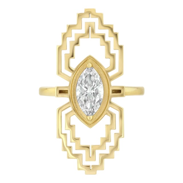 Gia Certified 1 Carat Antique Marquise Cut Diamond Cocktail Ring, Size 6.5 For Sale