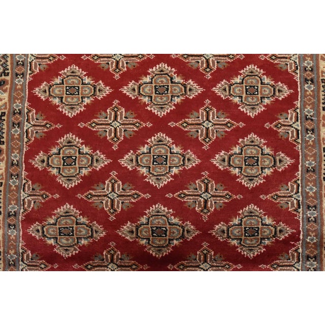 Textile Bokhara Jaldar Rug 3′ X 5’3” Red Wool Tribal Hand-Knotted Oriental Carpet For Sale - Image 7 of 12