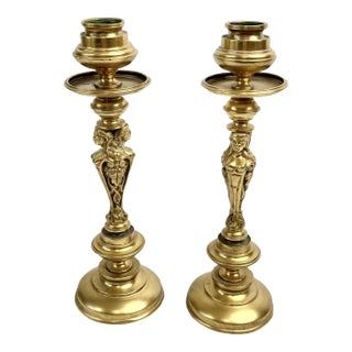 Vintage Gilt Bronze Sea Siren Candlesticks For Sale