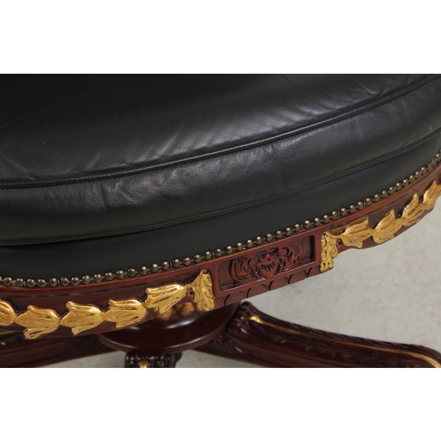 Francesco Molon Black Tufted Leather Swivel Arm Chair For Sale - Image 17 of 18