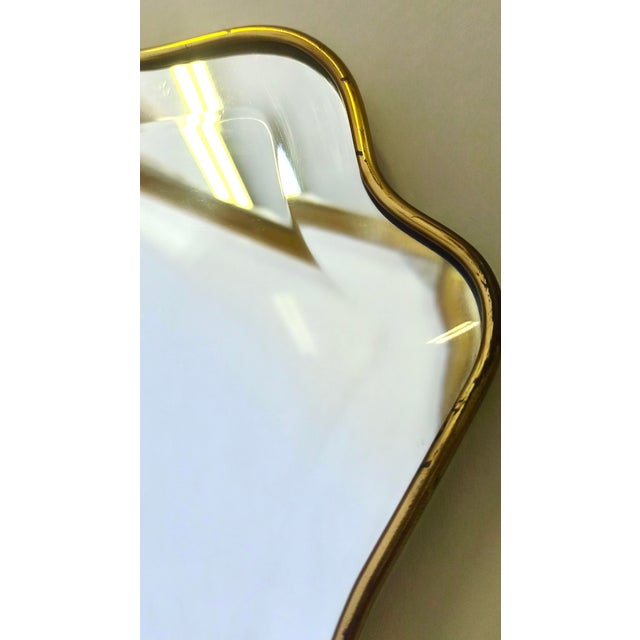 1960s Vintage Shield Shaped Wall Mirror with Brass Frame and Beveled Glass, Italy, 1960s For Sale - Image 5 of 9