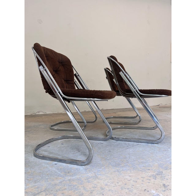 Cantilever Chair in Chrome with Brown Upholstery by Gastone Rinaldi, 1970s For Sale - Image 10 of 11