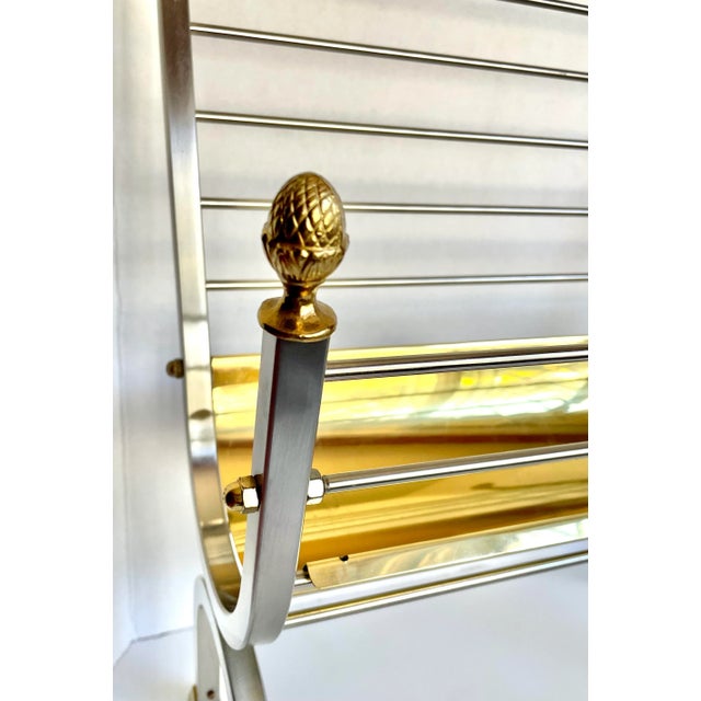 Mid 20th Century Mid 20th Century Italian Maison Jansen Style Brass and Steel Rams Head Magazine Rack For Sale - Image 5 of 13