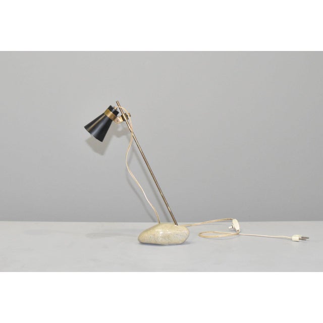Rare "Sasso" table lamp by Luigi Caccia Dominioni for Azucena. Designed and made in Italy in 1948. Aluminum lampshade,...