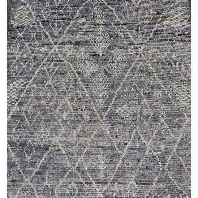 Purple Modern Casual Gallery Runner With Moroccan Diamond Pattern in Purple & Ivory 4'2 X 15'10 For Sale - Image 8 of 12