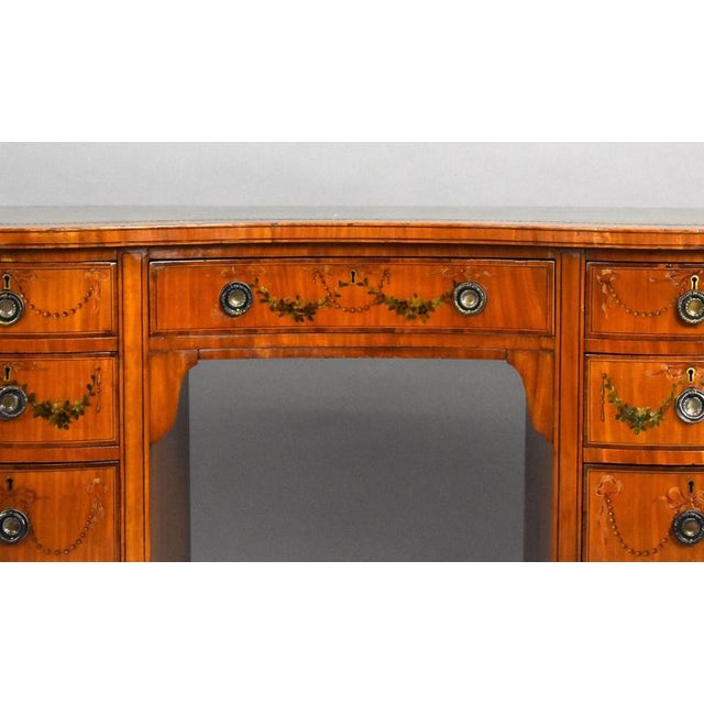 Gold Edwardian Satinwood Kidney Shaped Writing Desk, 1900 For Sale - Image 8 of 12