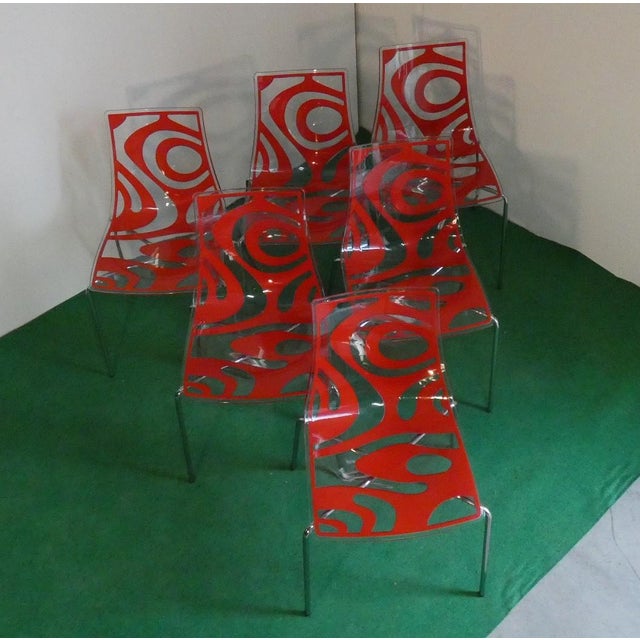 2000 - 2009 Technopolymer Chairs with Chrome Steel Frames by Luisa Battaglia for Scab Design, Italy, 1900s, Set of 6 For Sale - Image 5 of 18