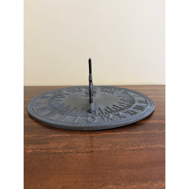 Late 20th Century Vintage English Country Iron Garden Sundial "Grow Old Along With Me" For Sale - Image 5 of 7