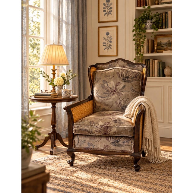 This handsome traditional lounge chair combines timeless craftsmanship with inviting comfort. Crafted with a rich dark...