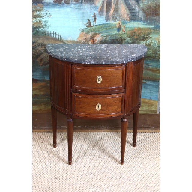 Maroon Louis XVI Half-Moon Chest of Drawers For Sale - Image 8 of 9