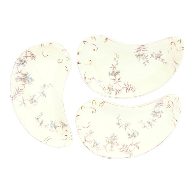 Antique English J & G Porcelain Crescent / Bone Dishes, Set of 3 For Sale