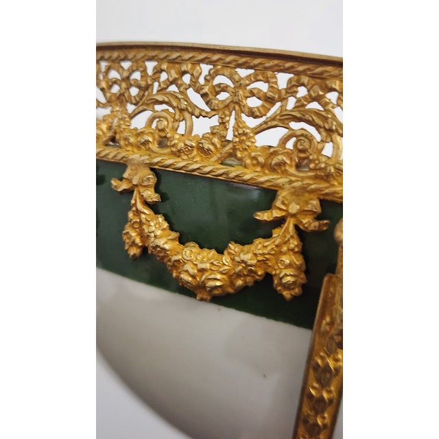 Mid-20th Century French P. Limoges Hand-Painted Porcelain & Gilt-Metal Pedestal Centerpiece Bowl For Sale - Image 13 of 18