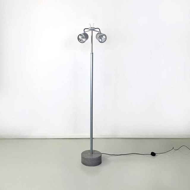 Modern Italian Metal and Marble Stadium Floor Lamp by Wettstein for Pallucco, 1990s For Sale - Image 3 of 14