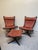 Pair of Vintage Cognac Leather/Beech Chairs and Ottoman For Sale In Los Angeles - Image 6 of 8