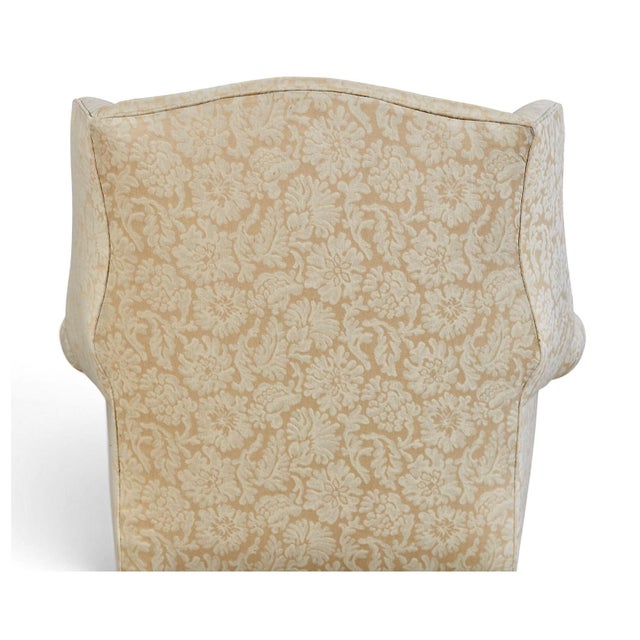 Wood George III Wing Back Chair, Late 18th Century, Yellow Damask, England For Sale - Image 7 of 7