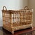 Farmhouse Vintage European Style Open-Weave Rolling Wicker Basket For Sale - Image 3 of 12