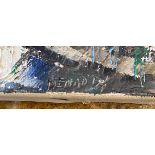 Decorate a home office, living room or den with this beautiful vintage Paris cityscape painting. Created in France circa...