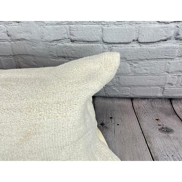 Turkish 16 x 24 Hemp Pillow Turkish Cushion Natural White Pillow Cushion Cover For Sale - Image 3 of 4