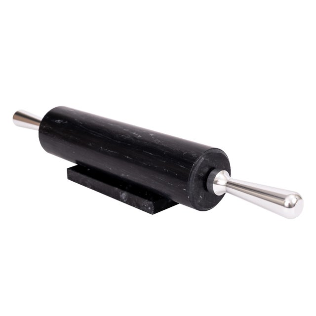 Marble Rolling Pin with Aluminum Handle Black For Sale - Image 4 of 5