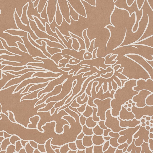 Traditional Sample - Schumacher Chiang Mai Dragon Silhouette Wallcovering In Mediterranean Spice For Sale - Image 3 of 5