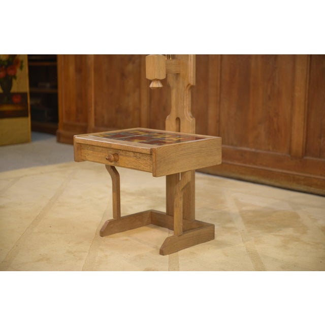 Oak Bedside Table by Guillerme and Chambron for Votre Maison, 1950s For Sale - Image 3 of 13