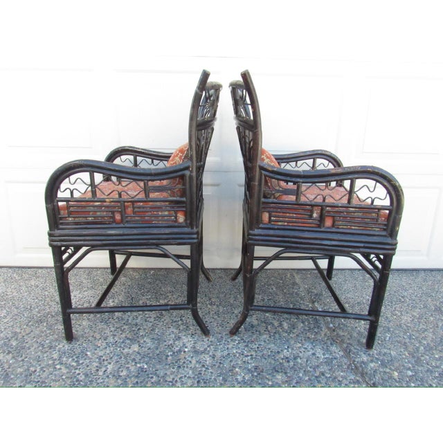 Pair of Ebonized Bamboo Armchairs in the Brighton Pavillion Style For Sale - Image 15 of 18