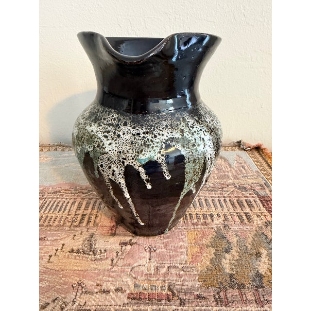 1980s Signed 1988 Joel De La Vega Studio Art Pottery Drip Glaze Pitcher For Sale - Image 5 of 6