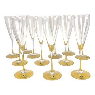 Vintage Crystal Flute Glasses from Peill, Germany, Set of 12 For Sale