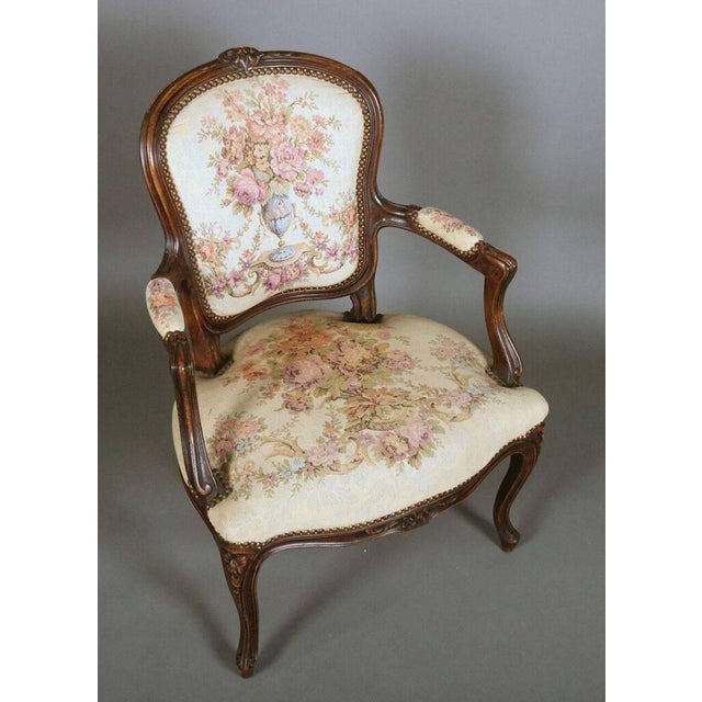18th Century French Louis XIV Carved Beech Wood Fauteuil Chair With