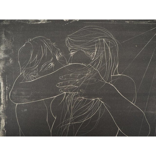 Pierre-Yves Tremois, Embracing Couple, Original Signed Lithograph For Sale - Image 4 of 7