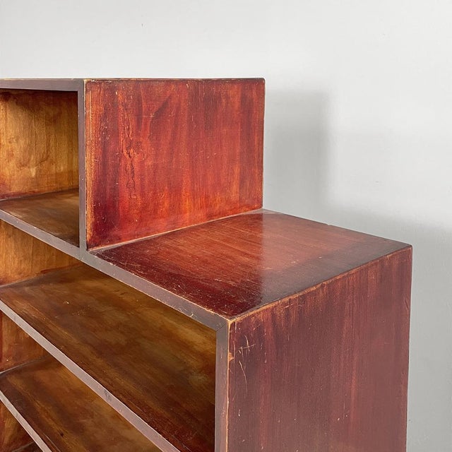 Art Deco Italian Rectangular Bookcase in Red Wood, 1940s For Sale - Image 9 of 18