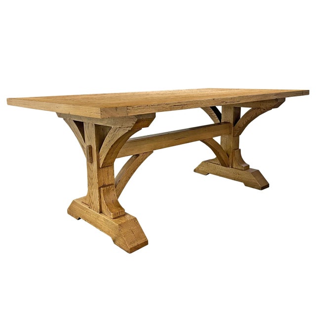 Solid Oak Timber Frame Trestle Table Chairish