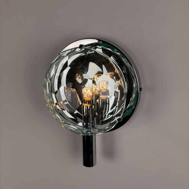 Faceted Glass Wall Lights attributed to Pia Guidetti Crippa for Lumi Milano, 1960s, Set of 3 For Sale - Image 11 of 18