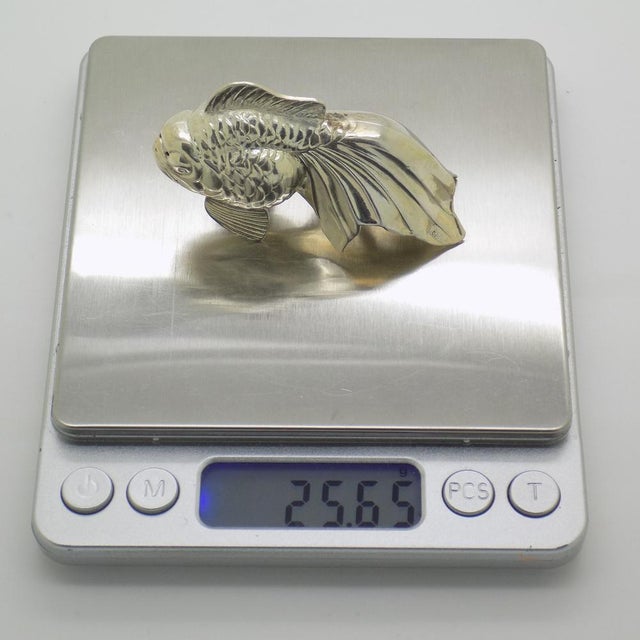 Vintage Hungarian Silver Tropical Fish Shaped Salt and Pepper Shaker, 1950s For Sale - Image 14 of 17