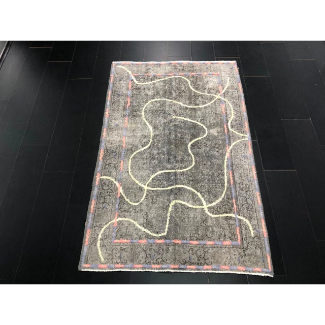 1960s Vintage Home Turkish Gray Wool Rug For Sale - Image 11 of 11