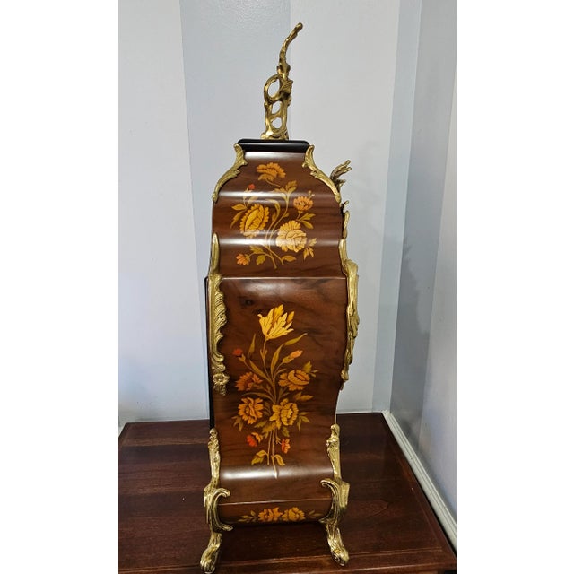 New Franz Hermle Mantel Clock in DeArt Italian Fine Marquetry and Ormolu Body For Sale - Image 10 of 10